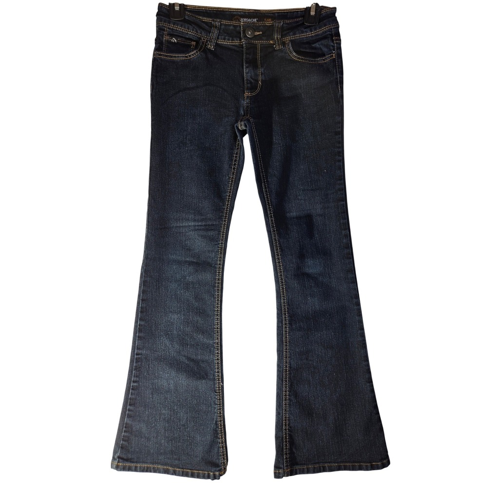 Jordache Girls Dark Wash Flare Jeans Size 14 Flap Pocket Denim Pants